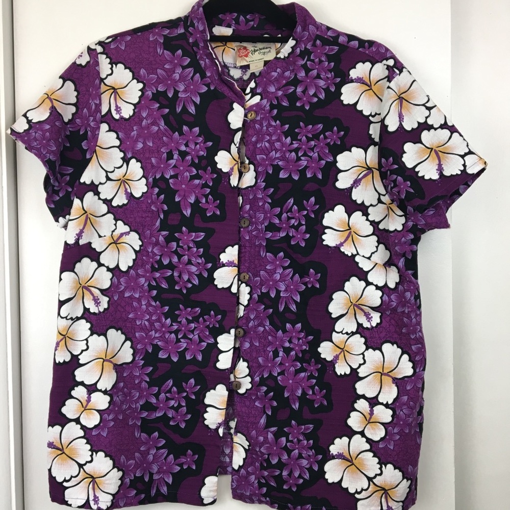 Purple Hawaiian Original Button-Up Shirt Sz XL